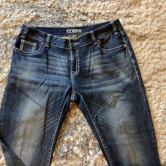 ROCK & ROLL Western Cowgirl Jeans Womens 36 Midrise Bootcut - Picture 2 of 8